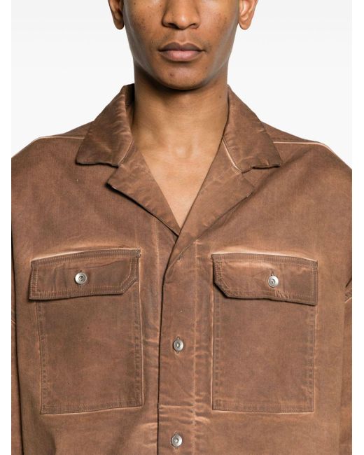 Rick Owens Brown Magnum Tommy Waxed Shirt for men