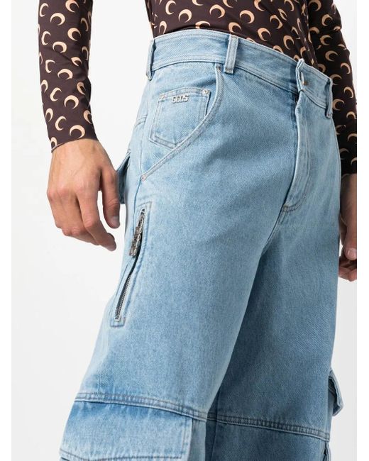 Gcds Blue Cargo-Pocket Wide-Leg Jeans for men