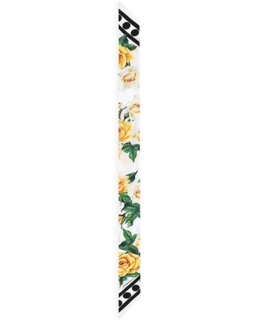 Pañuelo con rosas estampadas Dolce & Gabbana de color White