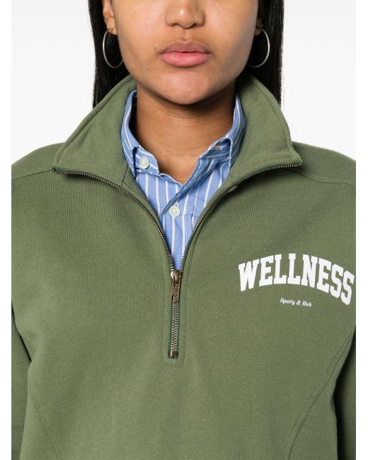 Sporty & Rich Green Wellness Ivy Quarter Zipped Sweatshirt