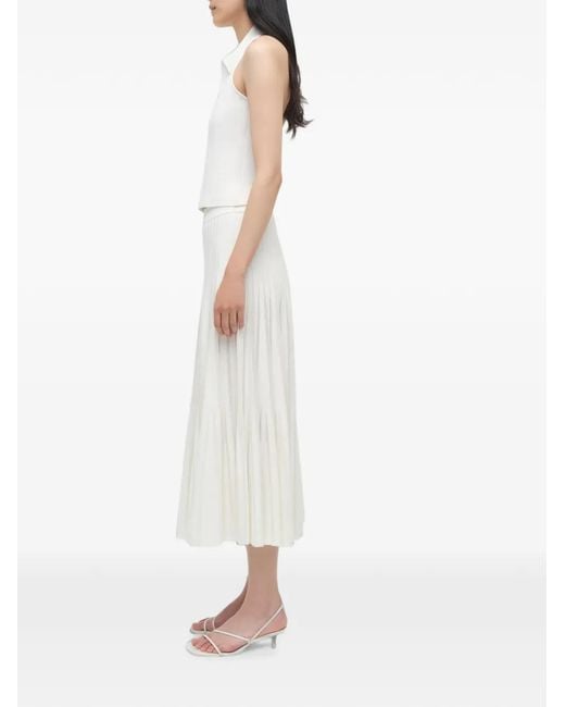 Jonathan Simkhai White Margoux Pleated Knit Midi Skirt