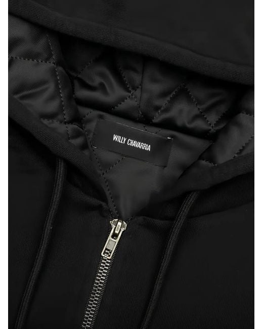 Willy Chavarria Black Zip-Up Hoodie for men
