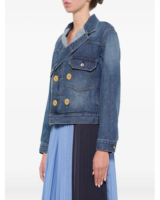 Sacai Blue Double-Breasted Denim Jacket