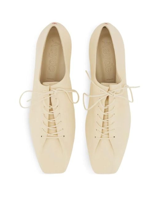 Aeyde White Lace-Up Leather Shoes