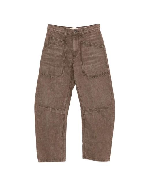 Nili Lotan Gray Shon Curved-Leg Jeans