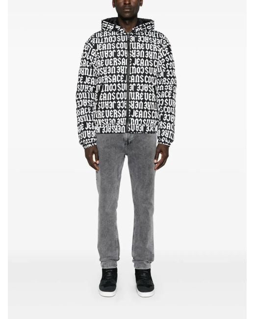 Versace Jeans Couture Black Reversible Hooded Puffer Jacket for men