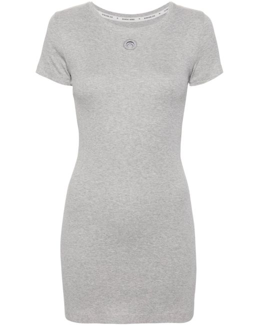MARINE SERRE Gray T-Shirtkleid aus Bio-Baumwolle