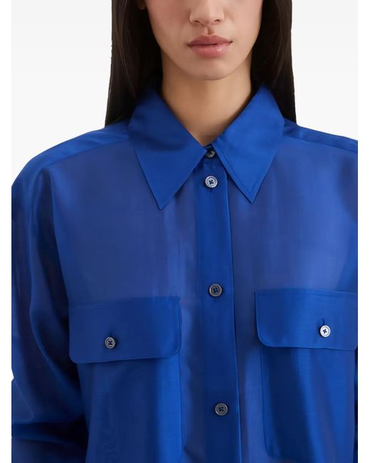 Marc O' Polo Blue Patch-Pockets Button-Up Shirt