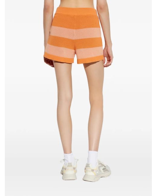 Lacoste Orange Horizontal-Stripe Knitted Shorts