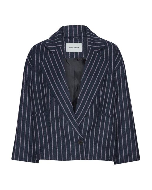 Henrik Vibskov Blue Shady Pinstripe Lapel Jacket