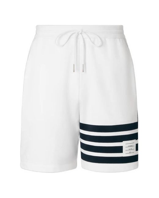 Thom Browne Blue 4-Bar Loopback Shorts for men