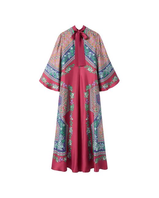 LaDoubleJ White Magnifico Floral Pussy-Bow Maxi Dress