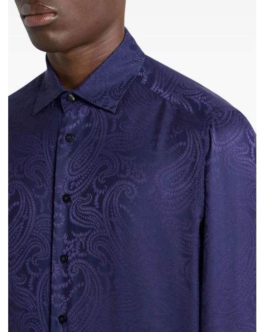 Etro Blue Paisley Jacquard Shirt for men