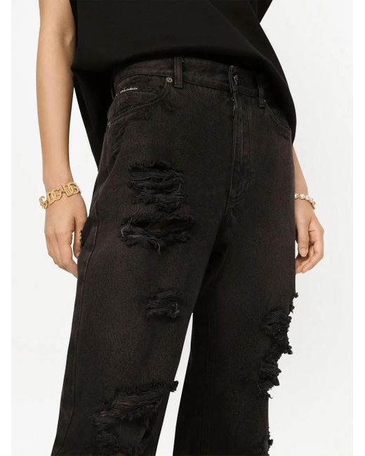 Dolce & Gabbana Black Distressed Flared Jeans