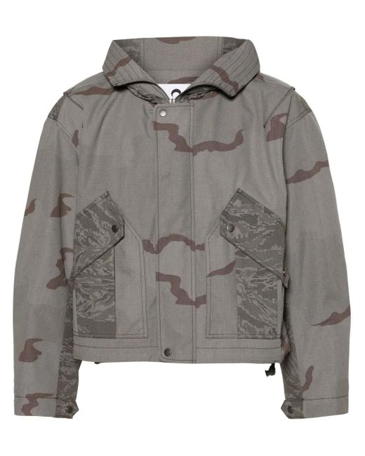 MARINE SERRE Gray Camouflage-Print Hooded Jacket