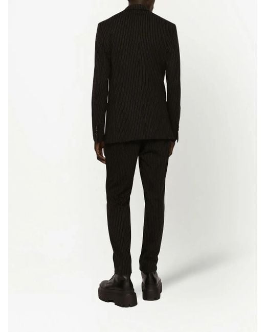 Dolce & Gabbana Black Logo-Patch Pinstriped Track Pants for men