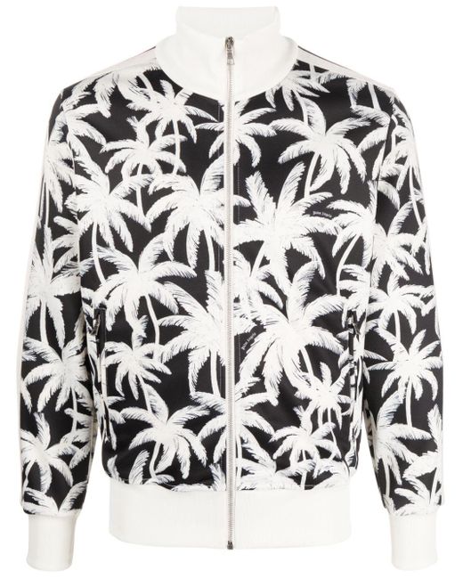 Palm Angels Palm print Zip front Track Jacket in Black for Men