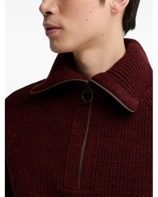 Barbour Red Riggbay Wool Half-Zip Sweater for men