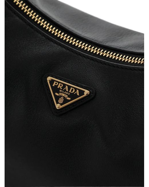 Prada Black Logo-Plaque Shoulder Bag