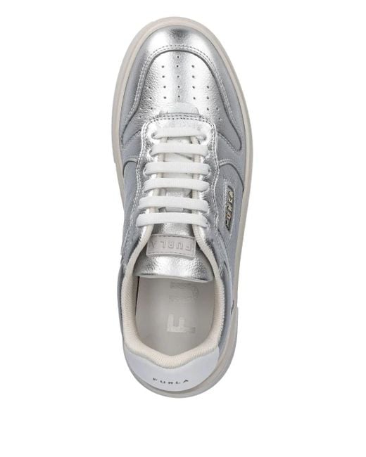 Furla White Metallic Effect Trainers