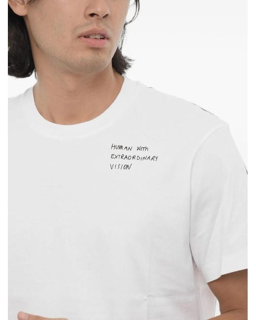 Neil Barrett White Slogan-Print Crew-Neck T-Shirt for men
