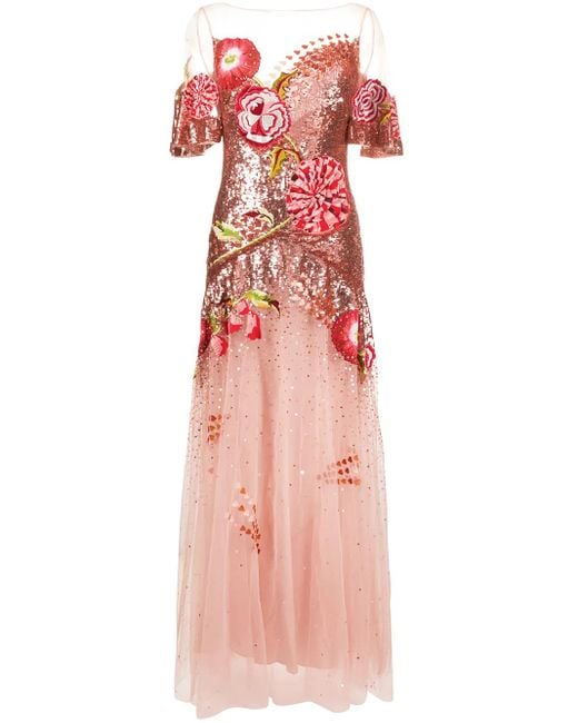Temperley London Pink Tüllrobe Mit Pailletten