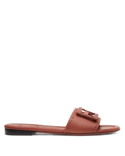Fendi Brown Baguette Leather Sandals