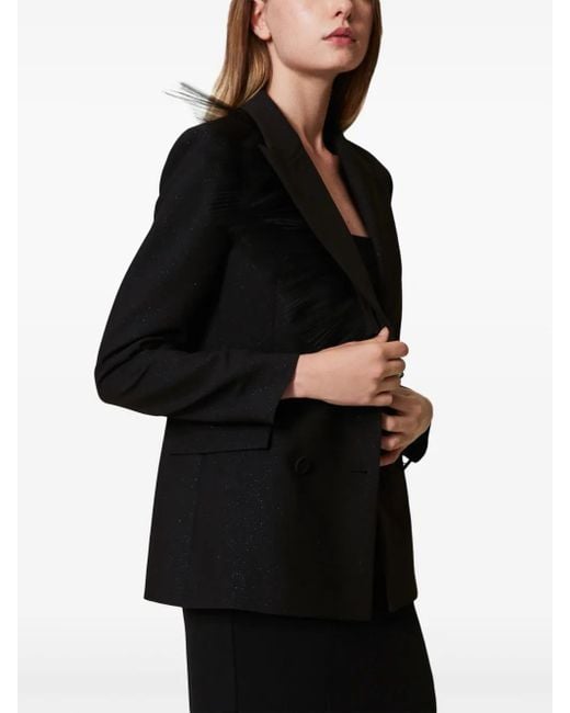 Twinset Black Double-Breasted Blazer