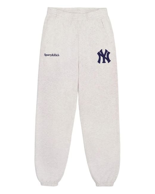 Sporty & Rich White Logo-Embroidered Track Pants for men