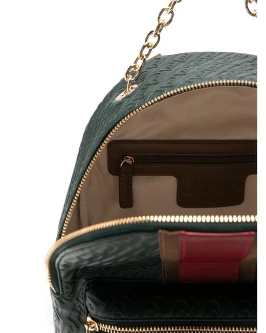 Liu Jo Multicolor Monogram-Embossed Stripe-Detail Backpack