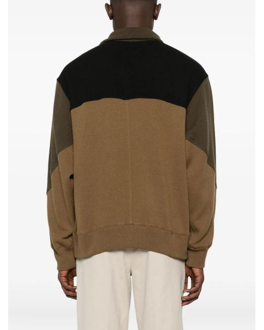 Emporio Armani Brown Colour-Block Zip-Up Sweatshirt for men