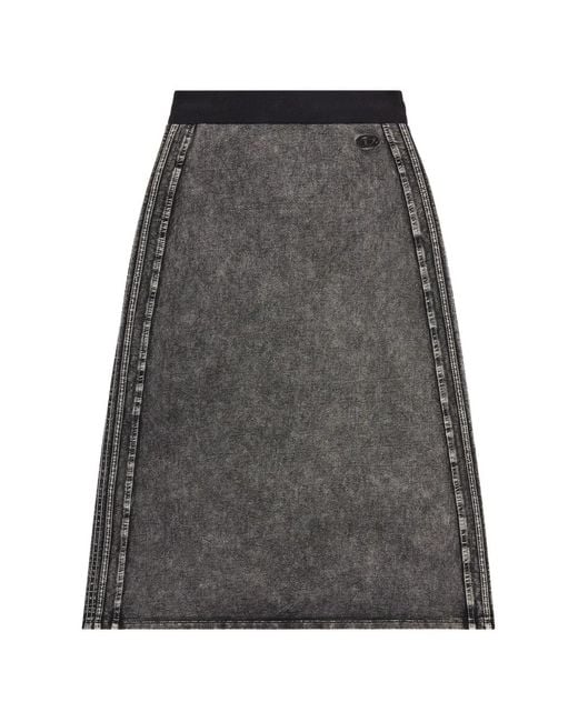 DIESEL Gray Fleece Cotton Skirt With Side Bands