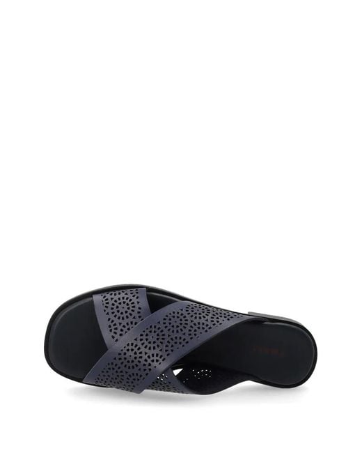 Frau Blue Perforated Crossover Sandals