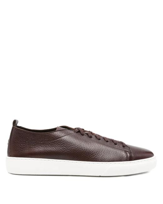 Henderson Brown Leather Lace-Up Sneakers for men