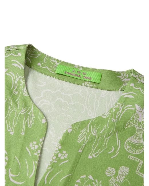 Shanghai Tang Green Graphic-Print Tunic