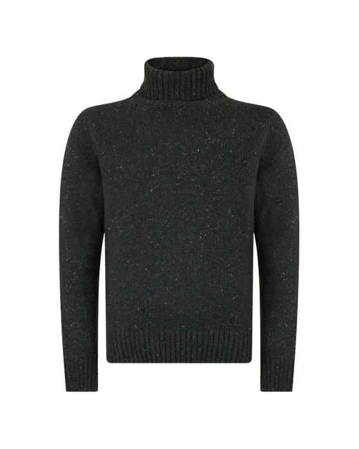 Moorer Black Roll-Neck Flecked Sweater for men