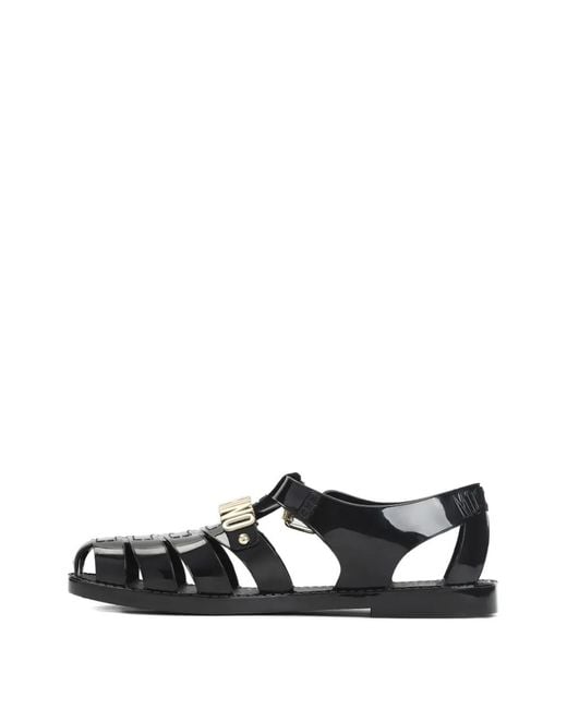 Moschino Black Flat Sandals