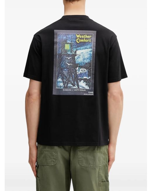 Barbour Black 1946 Graphic-Print Oversize-Fit T-Shirt for men