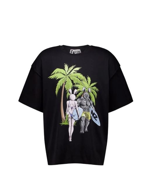 Natasha Zinko Black T-Shirt Imprimé À Manches Superposées