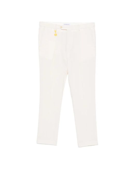 Manuel Ritz White Belt-Loops Trousers for men