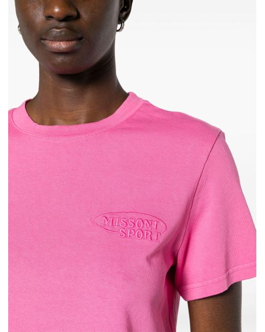 Missoni Katoenen T-shirt Met Geborduurd Logo in het Pink