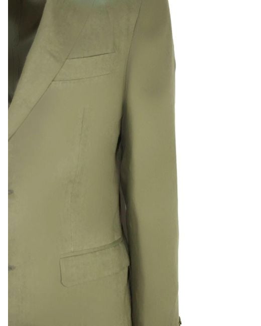 Canali Green Two-Button Single-Breasted Linen Suit for men