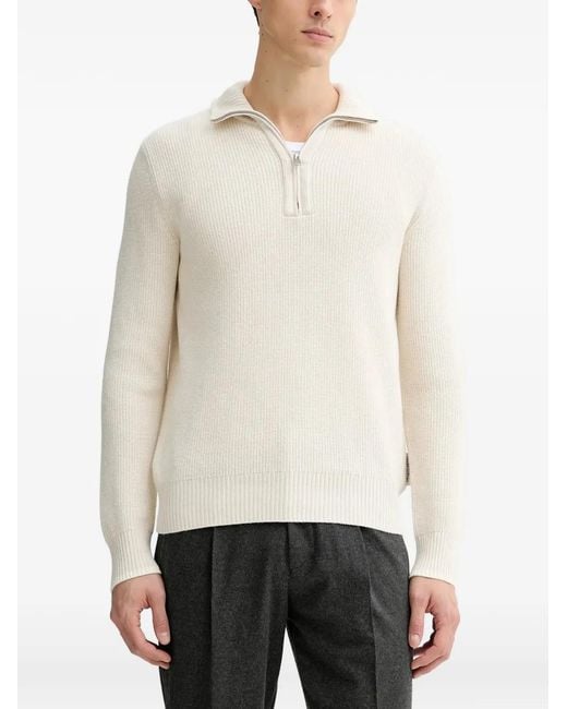Marc O' Polo White Zip Collared Knitwear for men