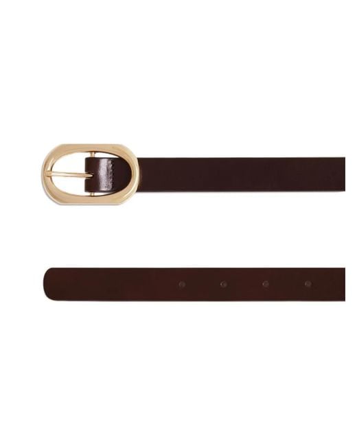 Anine Bing White Oval-Buckle Leather Belt