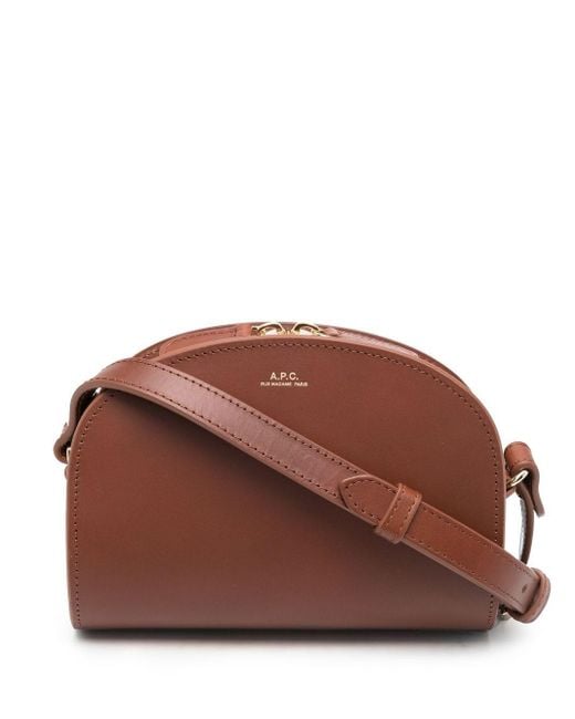 A.P.C. Leather Mini Demi Lune Crossbody Bag in Brown | Lyst