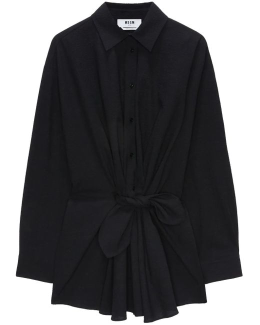 MSGM Black Knot-Detail Mini Dress