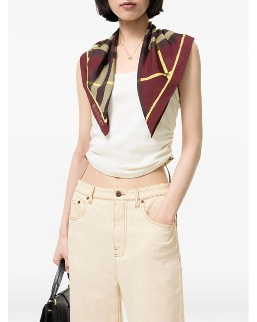 Burberry Brown Watercolour Check Silk Scarf