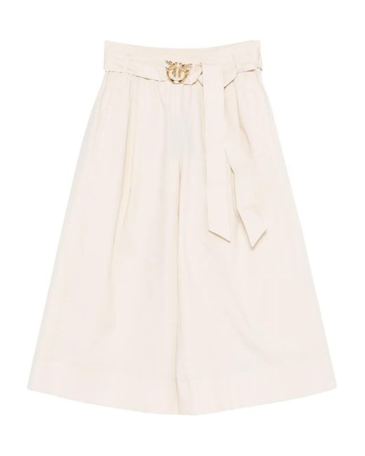Pinko Natural Long Shorts With Love Birds Buckle