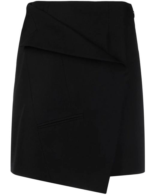 McQueen Black Asymmetric Wool Miniskirt