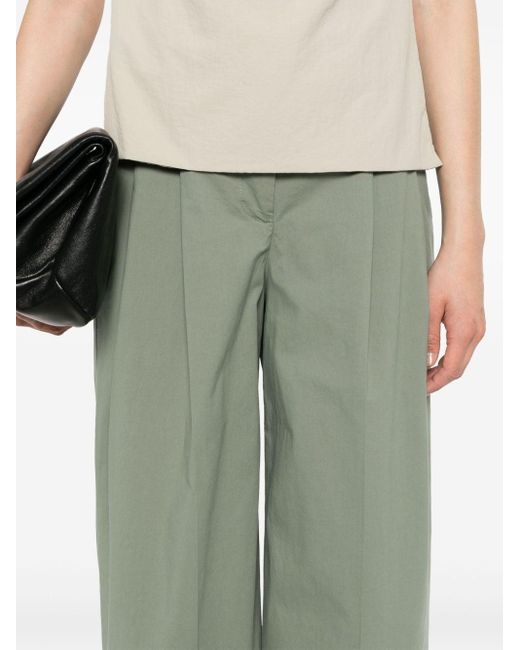 Peserico Green Wide-leg Cotton Trousers
